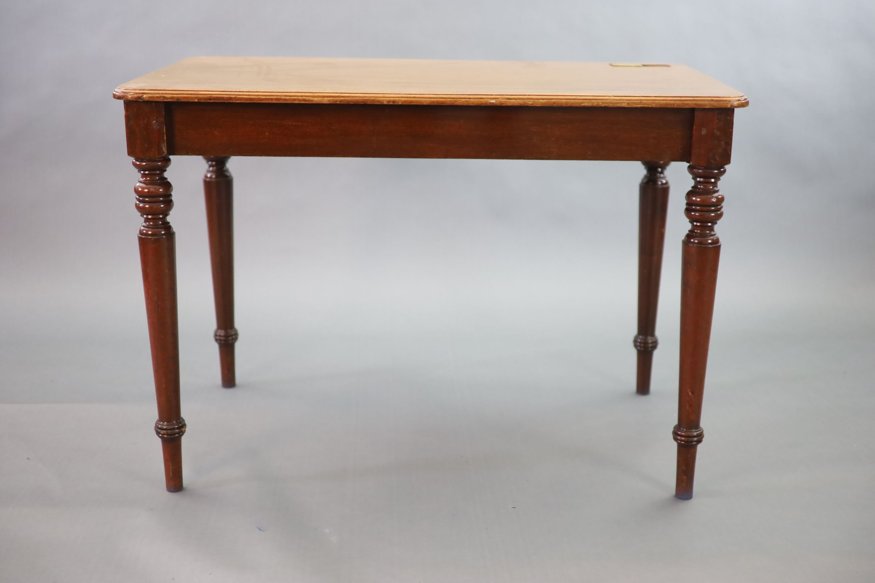 A Victorian mahogany writing table, W.110cm D.68cm H.78cm